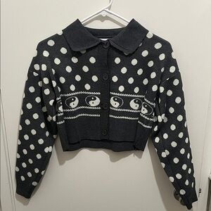 Polka Dot Yin Yang Cropped Sweater